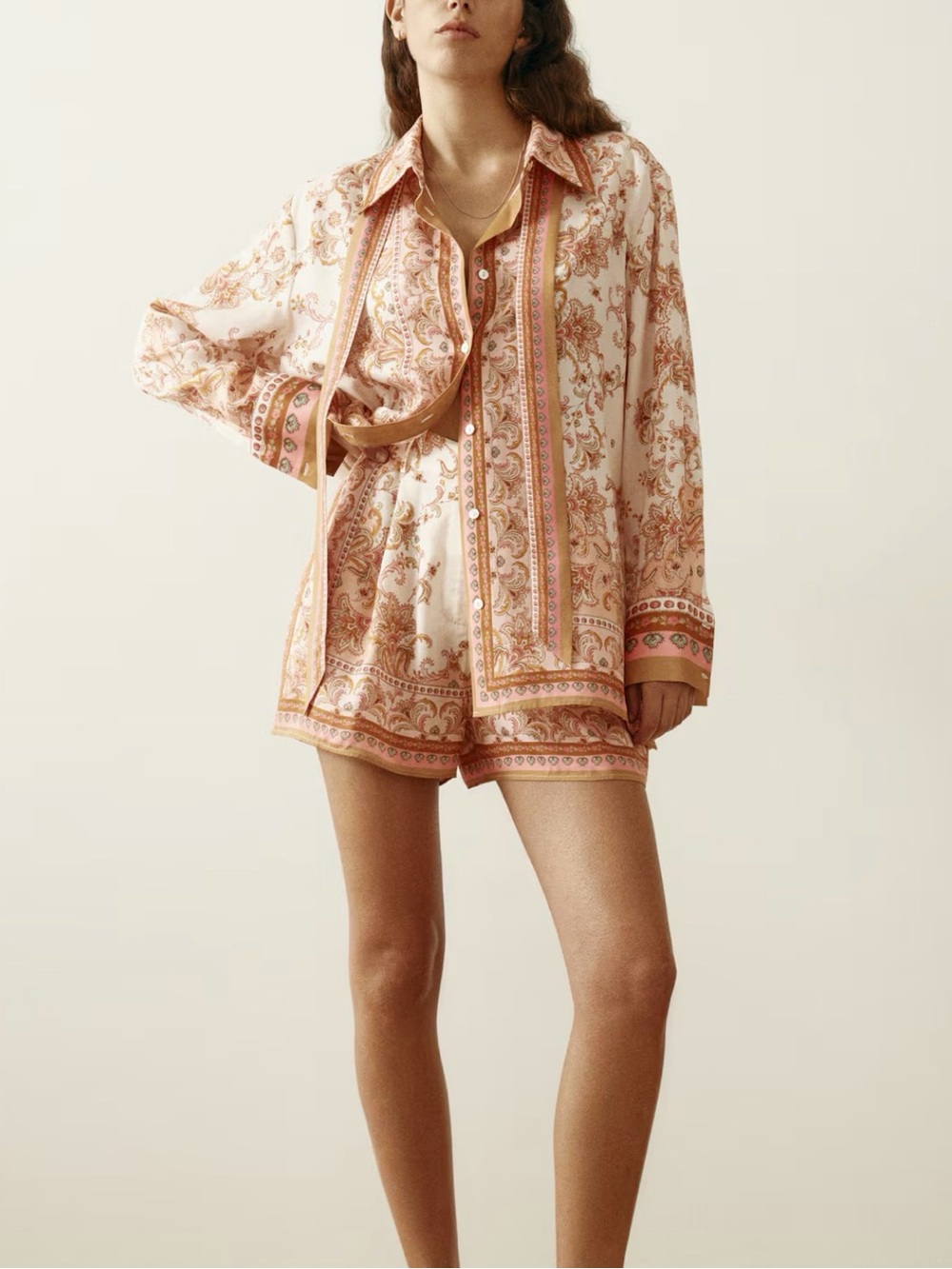 H&M Paisley-Print Set in Peach and Pink